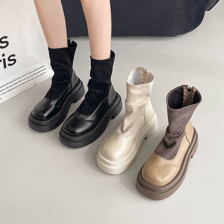 Women Boots:Short New Fashion Increased Height Popular Skinny Boots Thick Sole,Black/Beige/Khaki,Free shipping