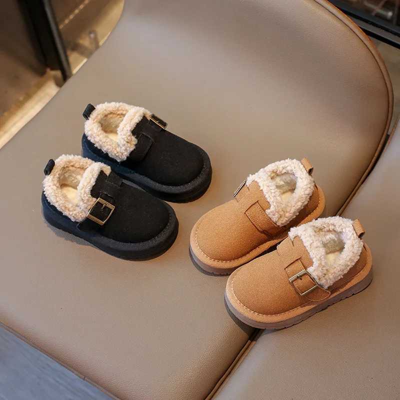 Winter Children Shoes Casual Flat Shoes Girls Moccasins Soft Loafers Fashion Comfort Warm Plush Slip on Girl Cotton Shoes H10291XJ241209