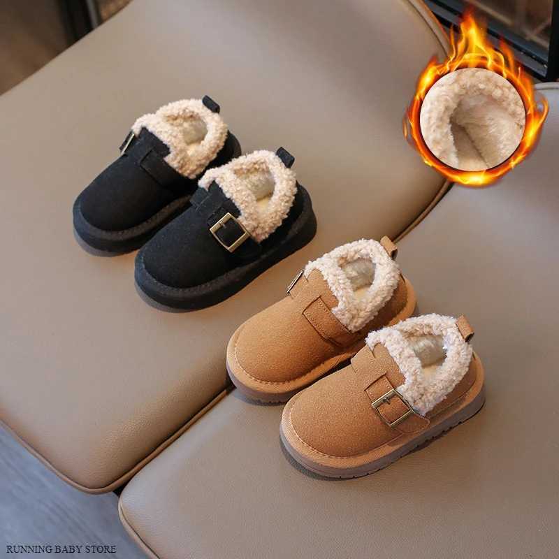Winter Children Shoes Casual Flat Shoes Girls Moccasins Soft Loafers Fashion Comfort Warm Plush Slip on Girl Cotton Shoes H10291XJ241209