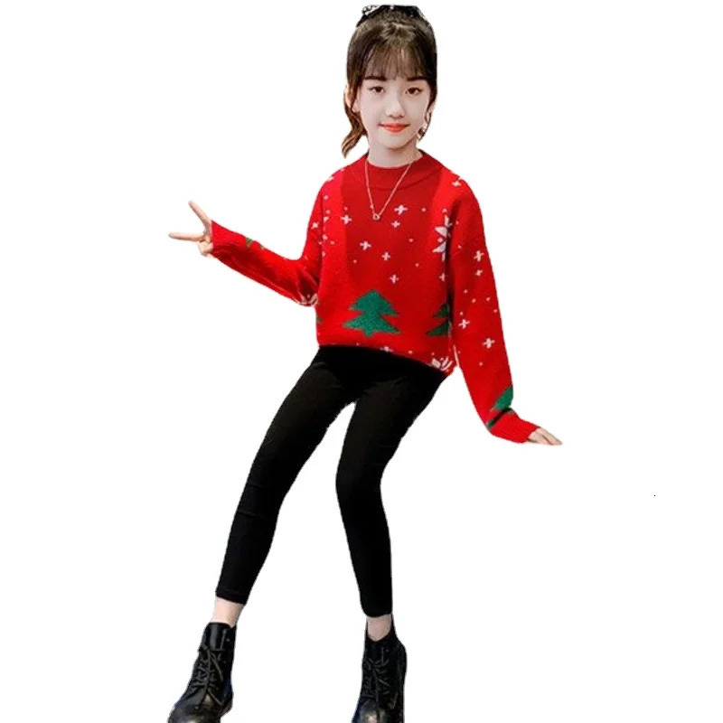 Girl Sweater Picking Autumn Winter Childrens Thick Fashion Christmas Sweater Girl Winter Children 7 8 10 11 12 Years Old 241210