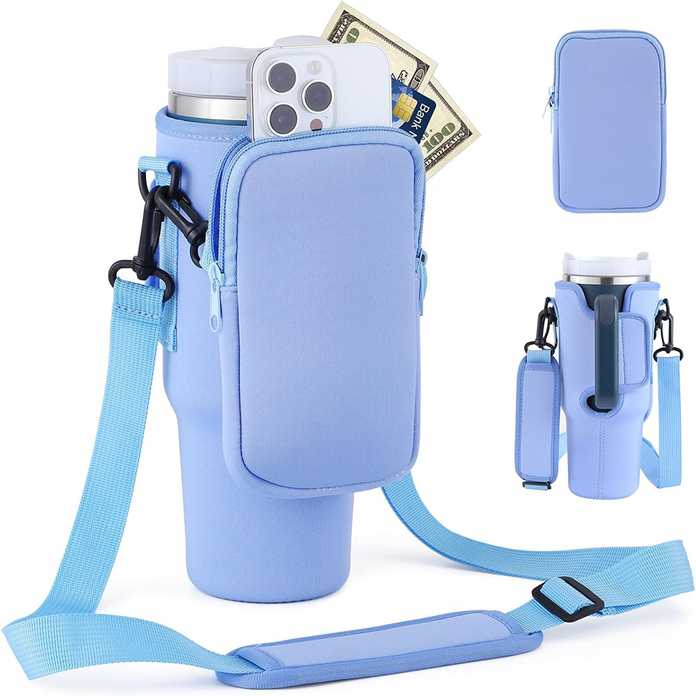 Winter outdoor down bottle cover Portable stylish shoulder strap water bottle bag Portable Crossbody insulated ice Master cup cover 40OZ Ice King Cup 