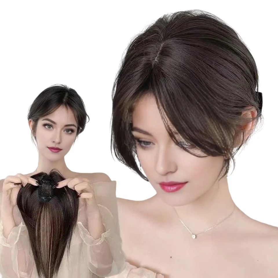 Real Naturally Center Part Bangs Clips on Human Hair Fringe Hairline False Bangs for Women Thinning Hair Mild White Hair 241209