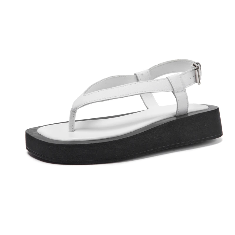 AIYUQI Flip-toe Sandals Women Genuine Leather Summer Flat Roman Sandals Women Large Size Beach Sandals Women
