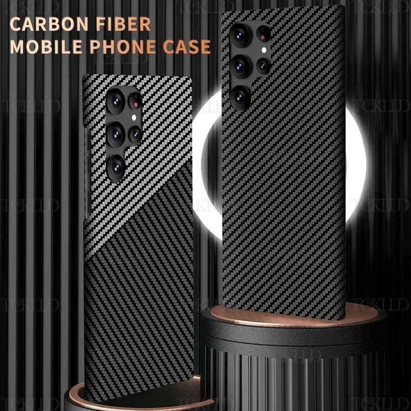 High Quality Ultra thin carbon fiber texture pattern PC case suitable for Galaxy S22 Ultra S23 Plus business shock resistant phone cover O241209