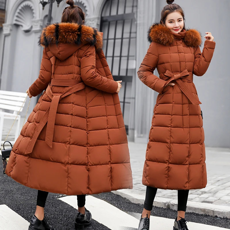 Winter clothing womens fur Parkas quilted jacket thick coat warm long hooded autumn Pdded 241209