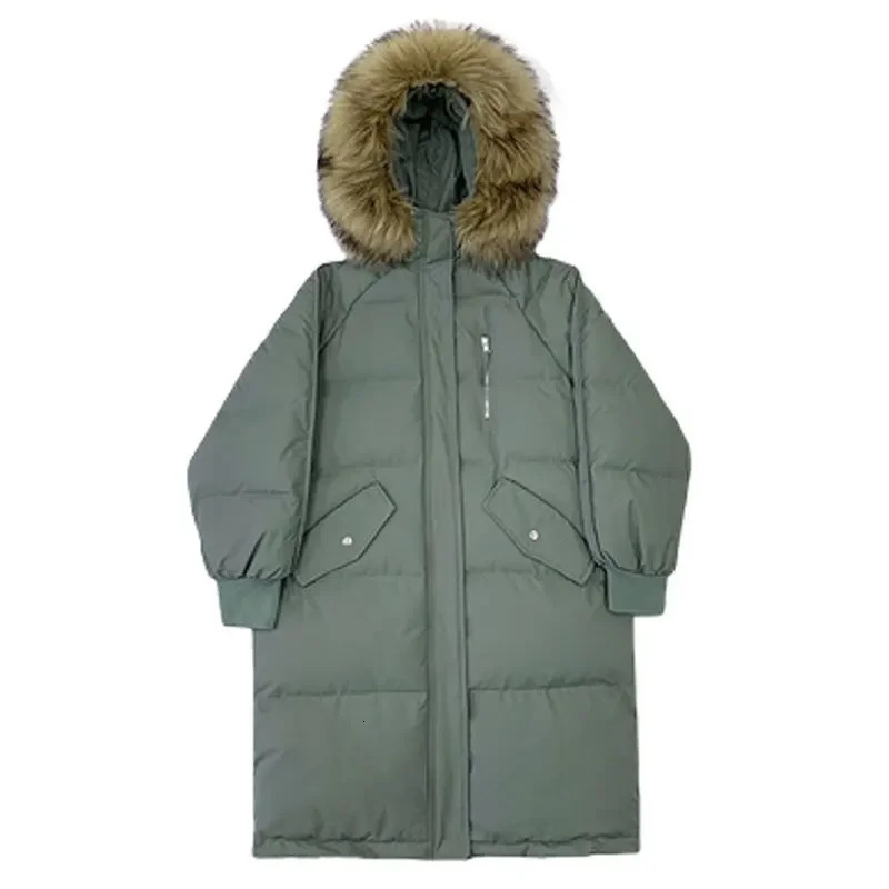 TFETTERs 2024 casual loose cotton padded park womens winter clothing with fur collar hooded long jacket 241212