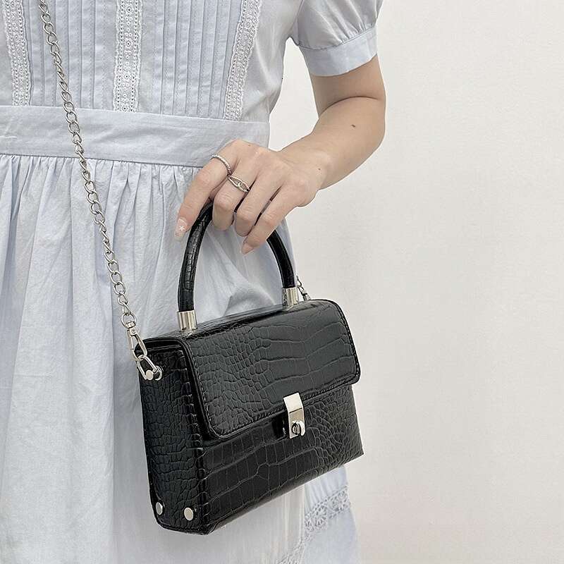 Handbag Chain Crocodile Pattern Square Summer Small Women's Single Shoulder Crossbody Bag Fashion Quality Classic