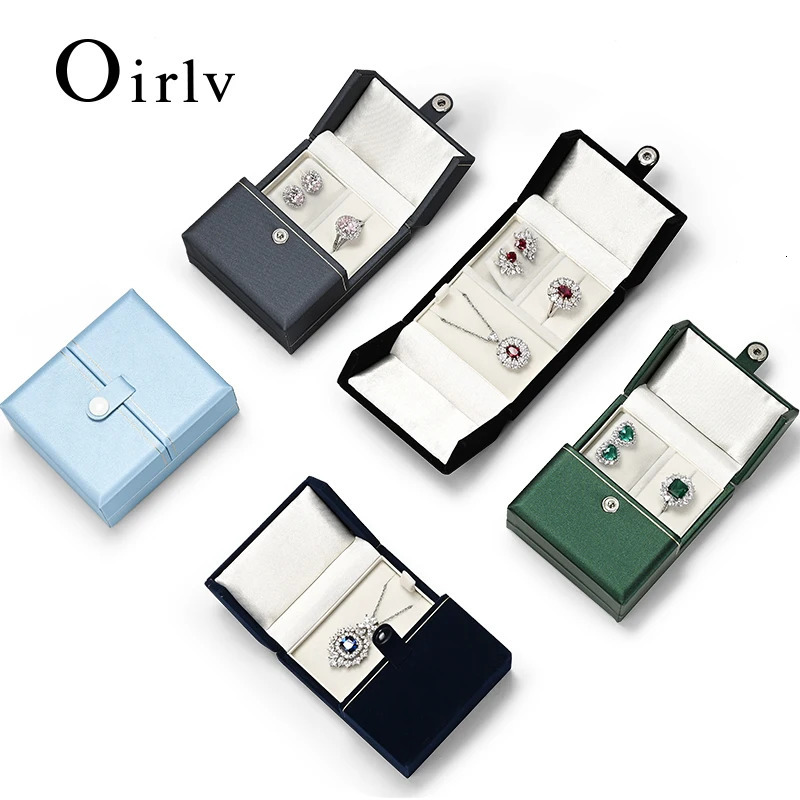 Oirlv Travel Bead Box PU Leather Small Jewelry Organizer Storage Ring Earrings Necklace Pendant Box Leather Jewelry Gift Box 241209