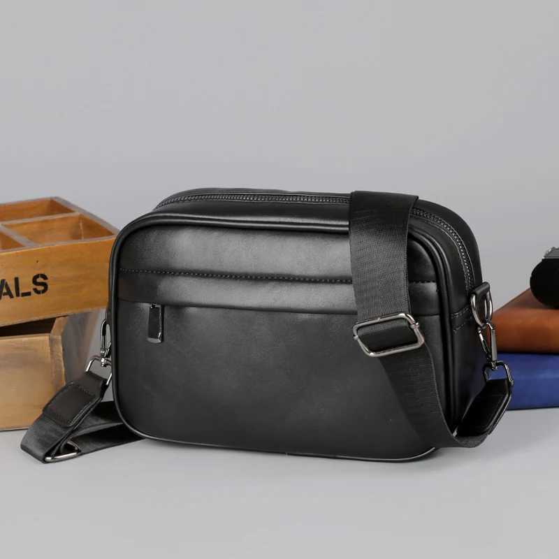 Small square sling bag luxury business shoulder bag mens design plain weave PU leather messenger bag cross body bag casual zipper Z241210