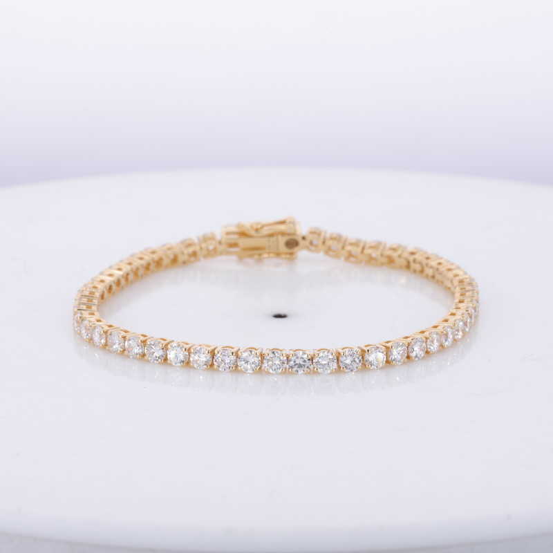 Starsgem Women Jewelry 14K Solid Gold Lab Grown Diamond Link Chain Tennis Bracelet