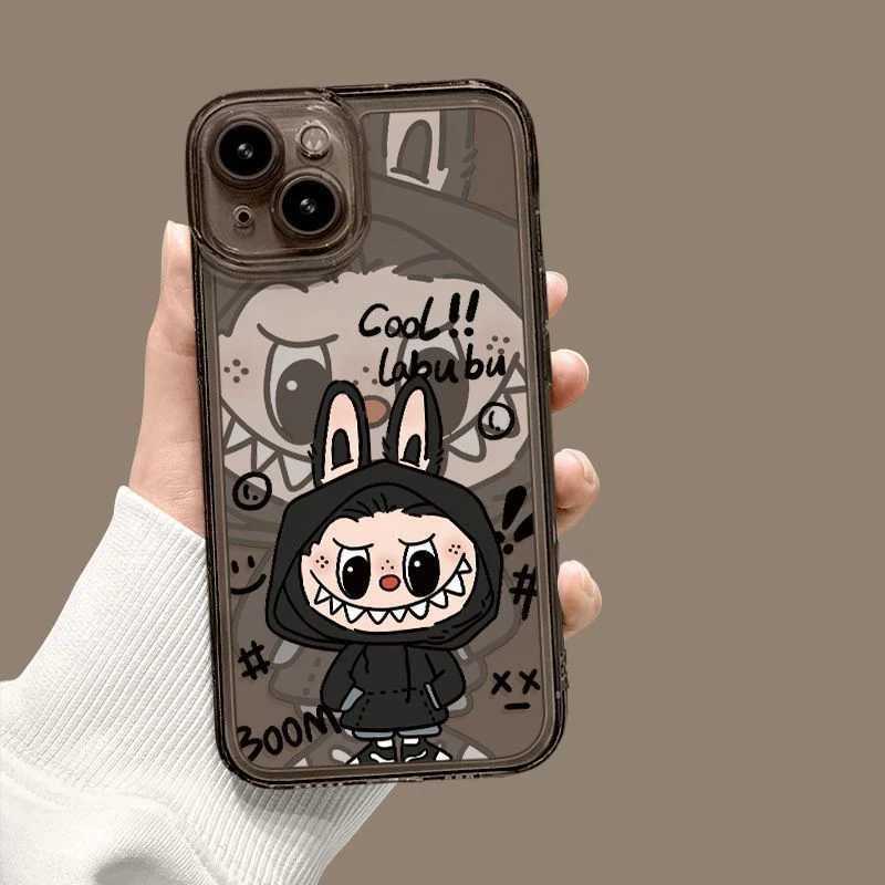 High Quality Labubu Zimomo Couple Phone Case Suitable for iPhone 16 11 13 14 15 Pro Max Mini XSM XR 7 8 Plus Kawaii Cute Cartoon Animal Doll Cover O24