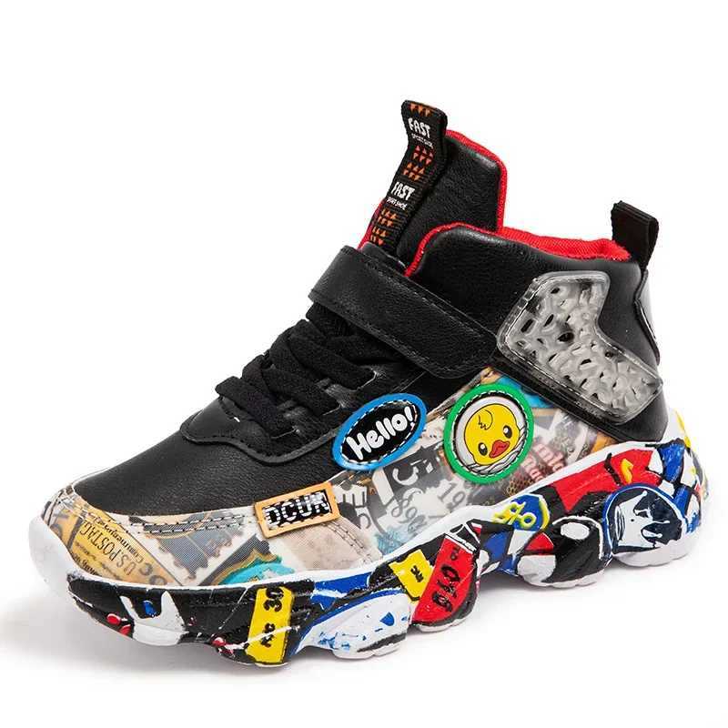 Size 26-37 Children Sports Sneakers for Girls Kid Cartoon Graffiti Pattern Casual Shoes Boys Basketball Shoe sports shoes X2503221