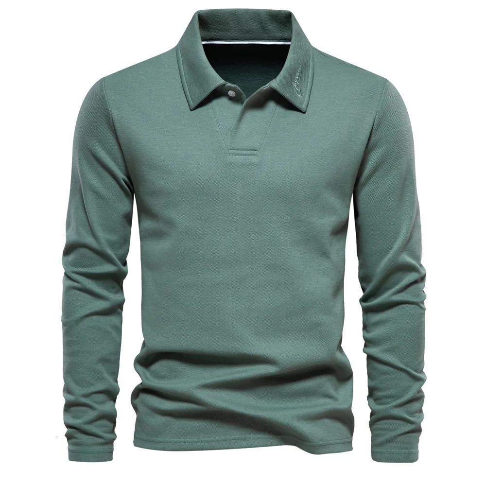 Embroidery Long Sleeve Polo Shirt for Men Turn Down Collar Mens Casual Social Business Shirts Golf Male 241202