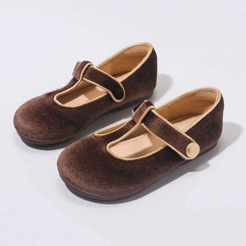 Kids Shoes Baby Girls Shoes Girls Mary Janes Vintage Velvet Casual Flats Children Footwear Toddler Infant First Step 4-12 YearsXJ241209