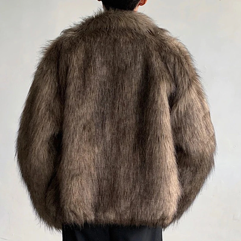 FEWQ mens cotton warm short wool coat fur leather jacket fashion 2023 autumn winter trend simple clothing top 9C3605 241209