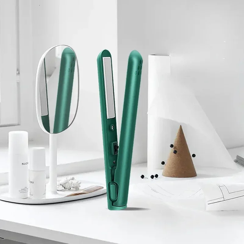 Mini USB Portable Cordless Hair Straightener Curler Rechargeable Curling Straightening Flat Iron Professional Split Styling Tool 241209