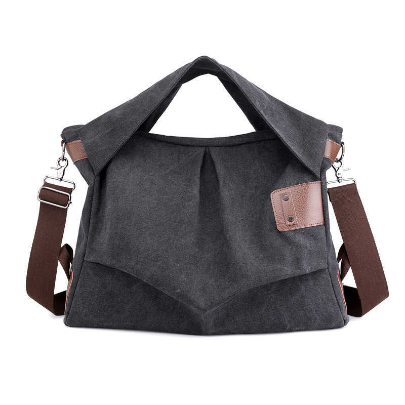 Canvas bag women's bag fashion pleated women's bag large capacity portable women's bag leisure Shoulder Messenger Bag 241215