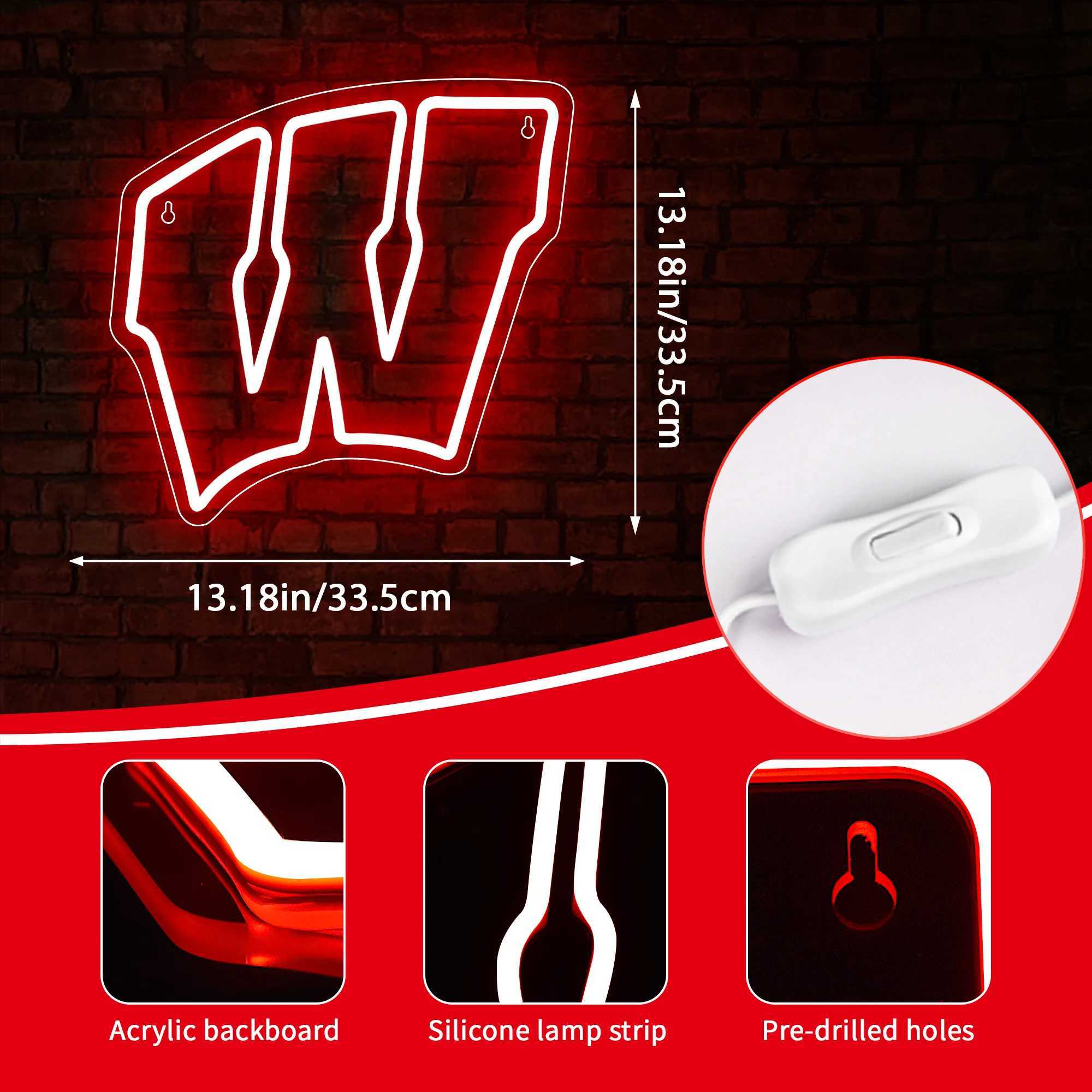 Wisconsin Neon Academy Neon LED Logo University Football Team Neon Sports Fan Gift X241210