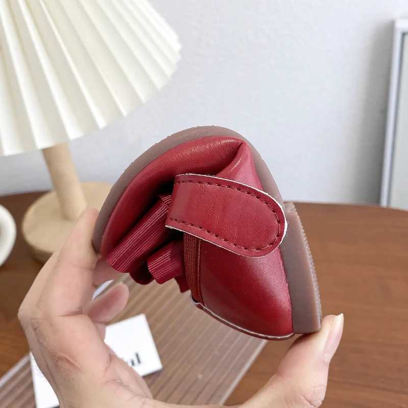 Girls Princess Shoes Bowtie Sweet Elegant Hook-loop Par Children Flat Shoe Autumn Flexiable 21-30 All-match Toddler Kids ShoeXJ241209