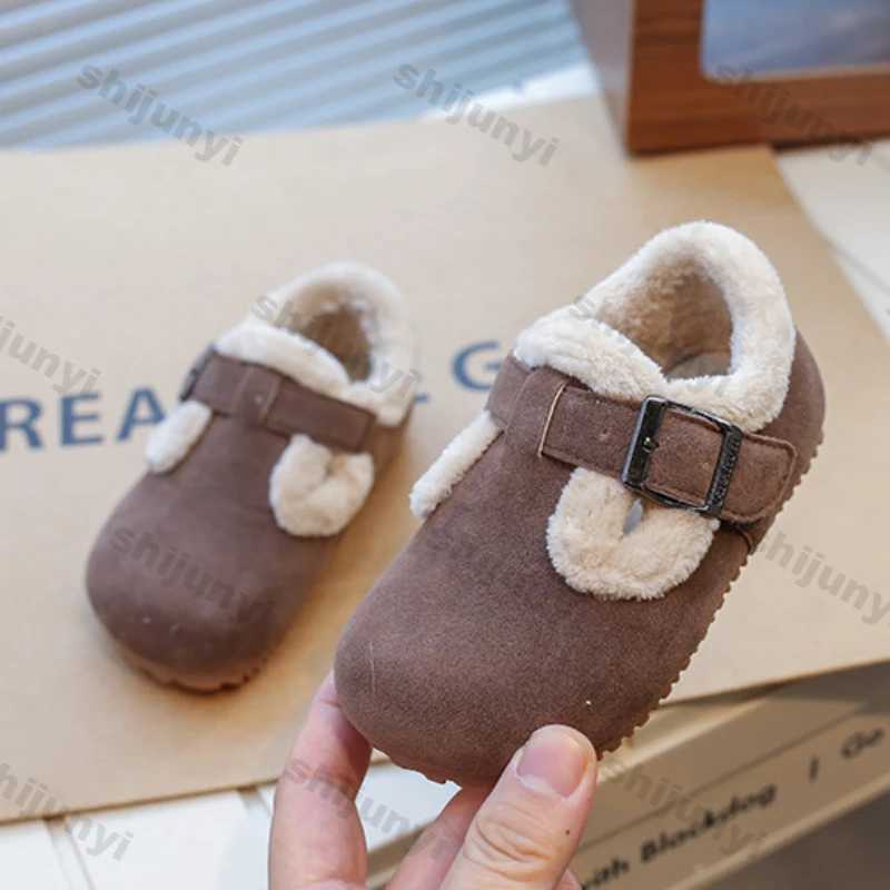 Childrens Cotton Shoes Winter Kids Non-slip Leisure Comfy Flat Warm Shoes Boys Girls Casual Loafers Lightweight Soft Sole ShoeXJ241209