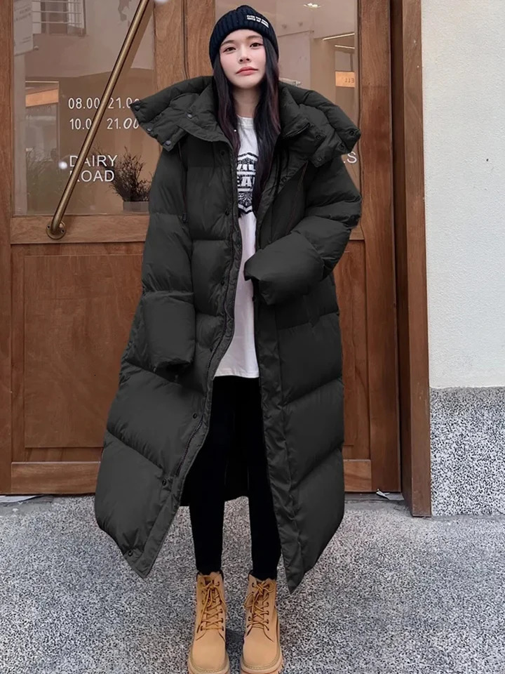 Warm Winter Pink Hooded Long Women Parkas Chaqueta Thick Cotton Padded Windproof Parcas Overcoat Casual Loose Snow Wear Jaquetas 241209