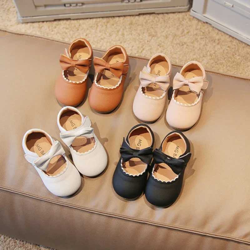 Baby Girls Princess Shoes Soft Leather Bowknot Cute Children Autumn Shoes 21-30 Toddler Light Comfy Solid Color Kids Flat ShoesXJ241209