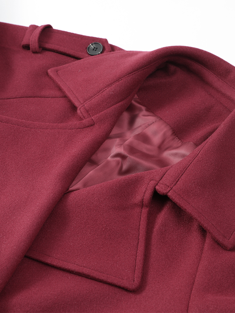 Elegant Double Breasted Lace Up Outerwear Vintage Bury Lapel Women's Woolen Blend Coat 2024 New High Street Female Overcoat