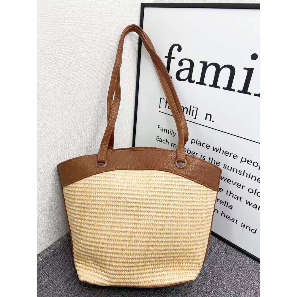 French beach vacation, leisure, western-style, versatile vegetable basket, hand-held shoulder bag, fashionable woven bag