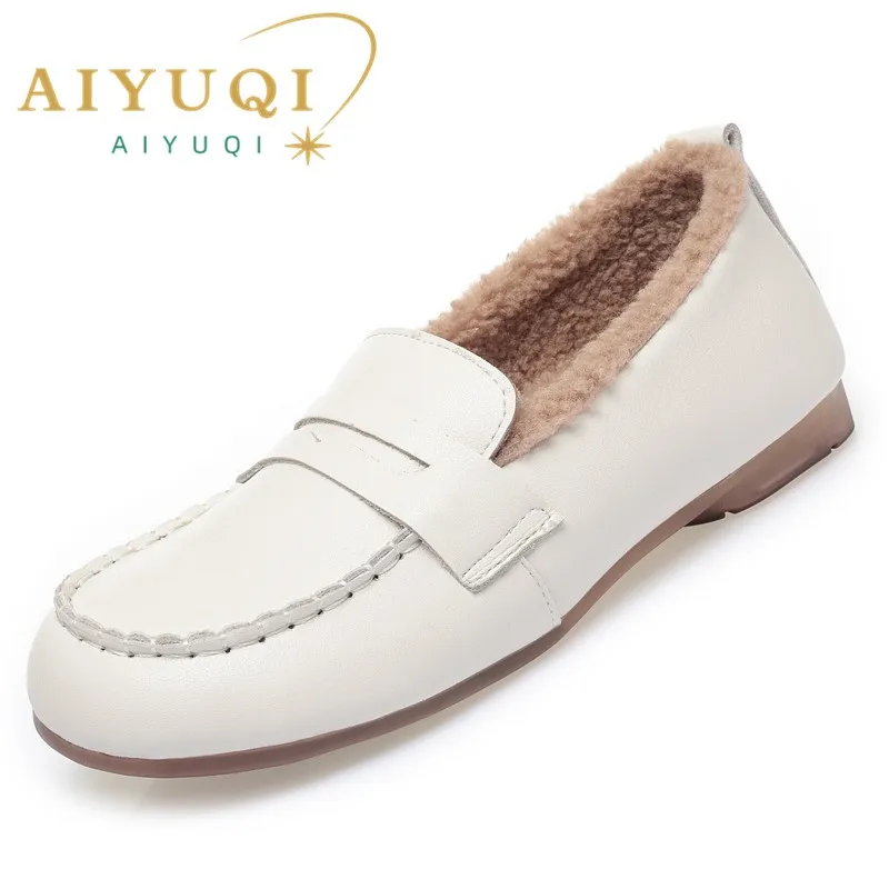 AIYUQI Women Loafers Autumn New British Style Women Flat Shoes Genuine Leather Casual Large Size Shoes Ladies