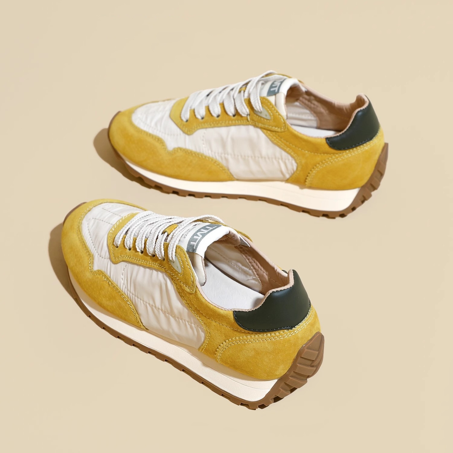 Shoes Women's Running - Korean Style, Versatile Hot Training Sneakers, Beige/Yellow, Breathable Mesh, Lightweight, 2024 Spring Fashion - Style, S