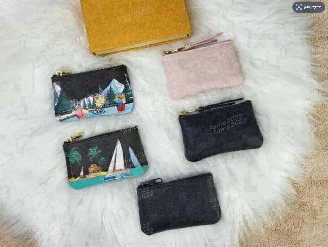 Coin Purses Luxury Designers France style coins pouch Wallet men women lady leather Zip purse key Wallets mini Credit Card Keychain wallets Ring coin zipper Pink