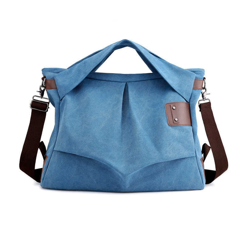 Canvas bag women's bag fashion pleated women's bag large capacity portable women's bag leisure Shoulder Messenger Bag 241215