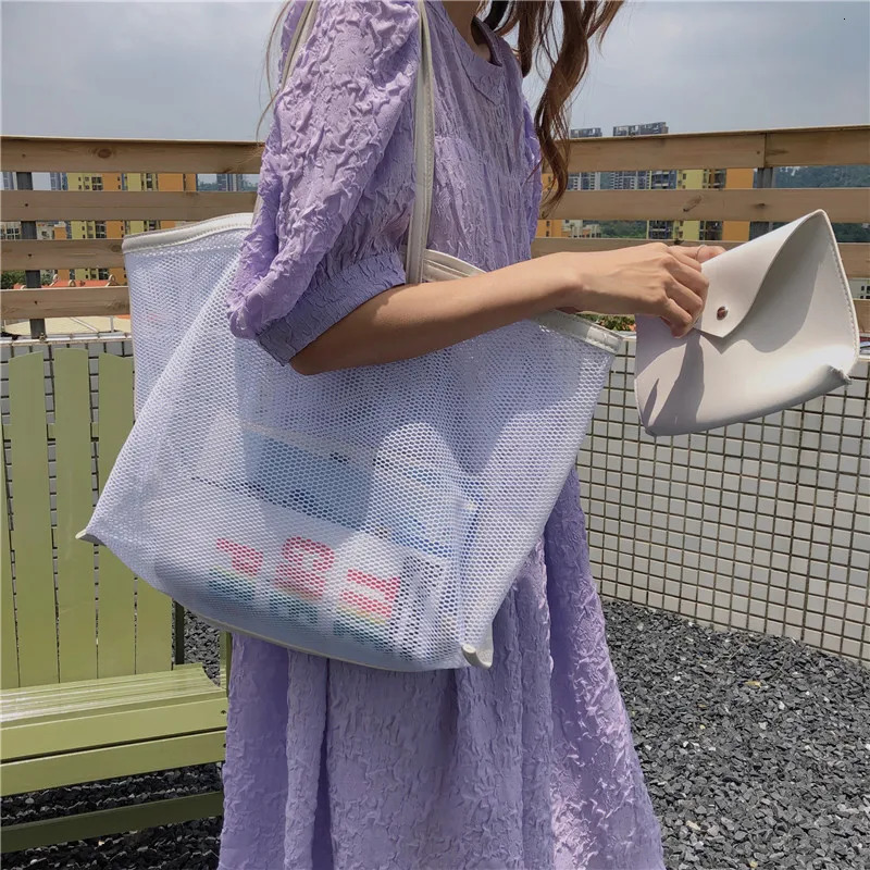 Arrival Womens Shoulder Bag Fashion Waterproof Handbag Beach Hollow Outer Bag Large Capacity Womens Travel Shopping Bag 241205