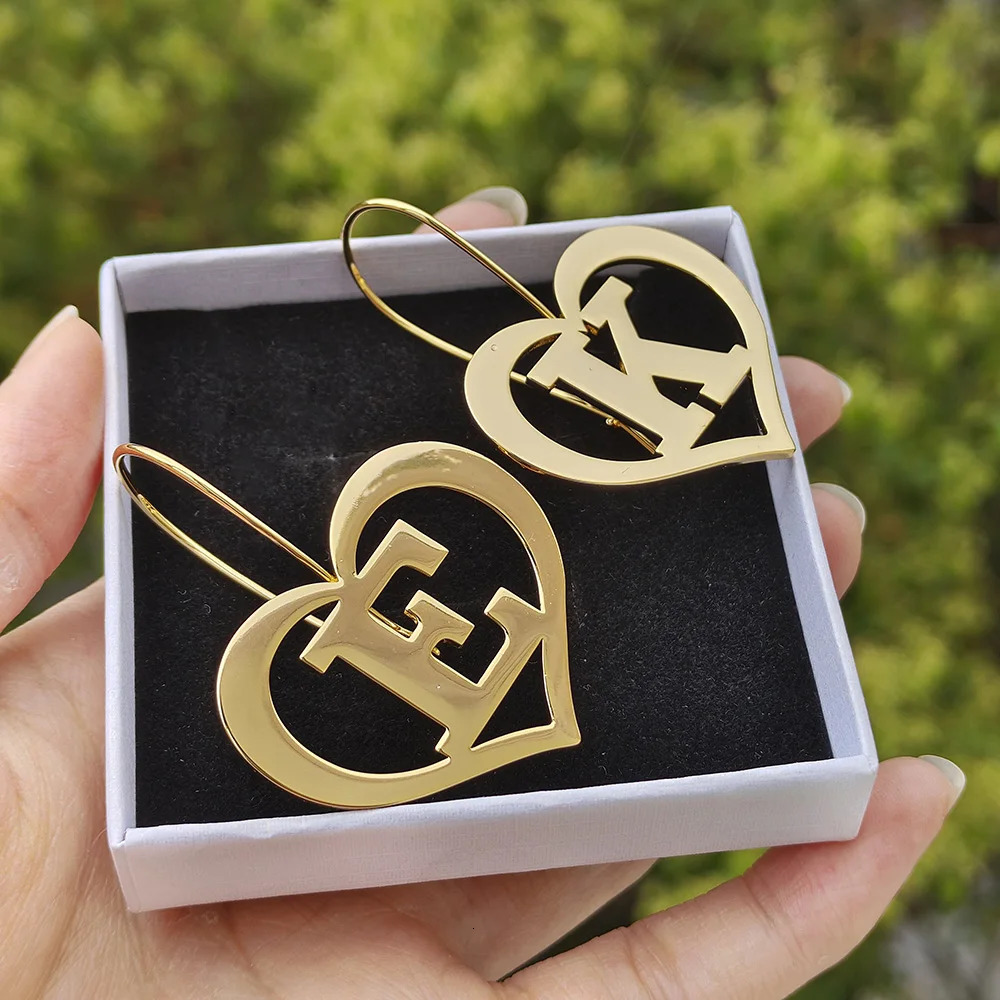 Customized A-Z letter heart-shaped earrings personalized initial trend of long earrings party punk jewelry gifts 241209