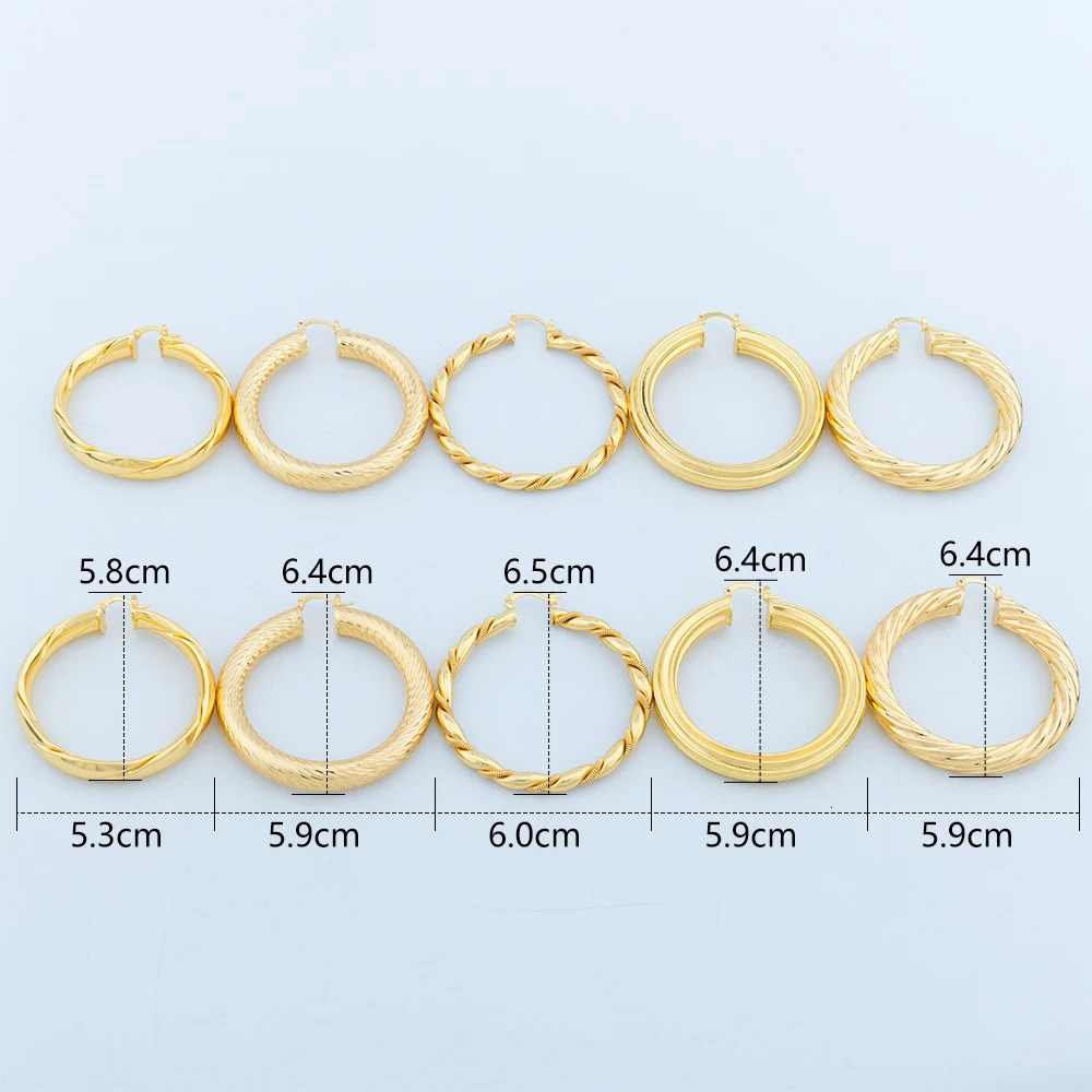 Large Earrings Womens Punk Fashion 60mm Diameter Plated Gold Earrings Daily Wear Statement Earrings Jewelry Accessories 241209