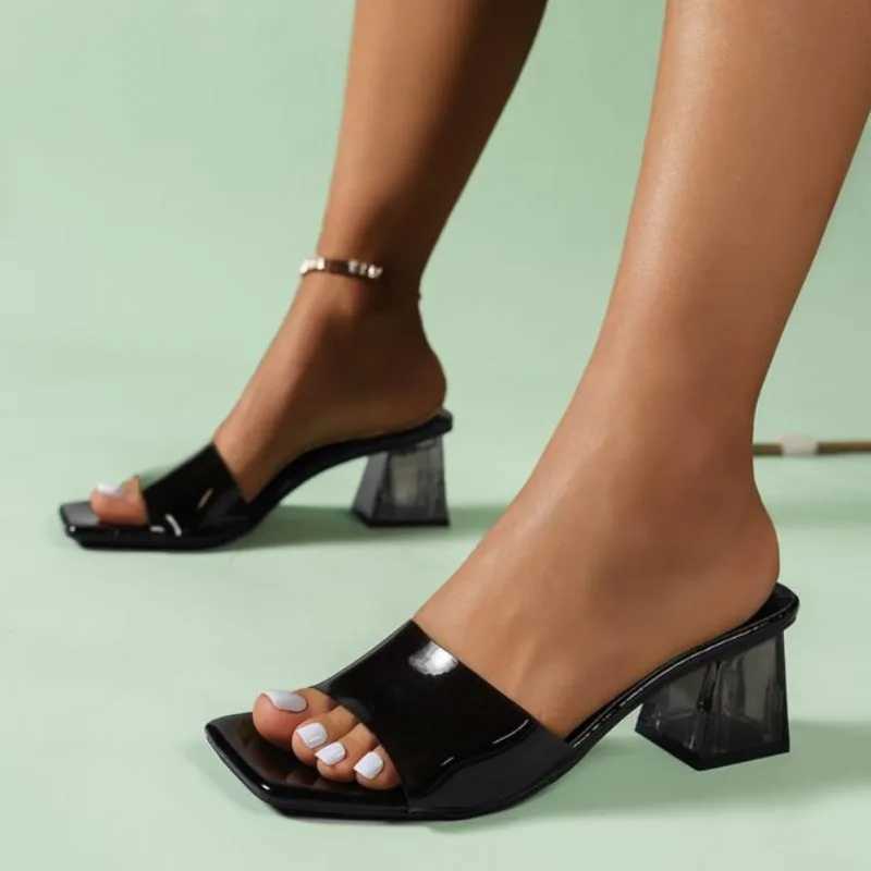 Crystal Clear Transparent Slippers Fem Shoes Middle H Cfortable New Summer Wen Shoes Wan Fi Cool Me Slides Y250306