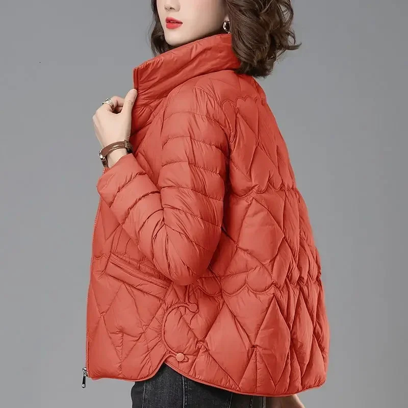 Womens down cotton jacket winter coat loose warm casual solid 241209