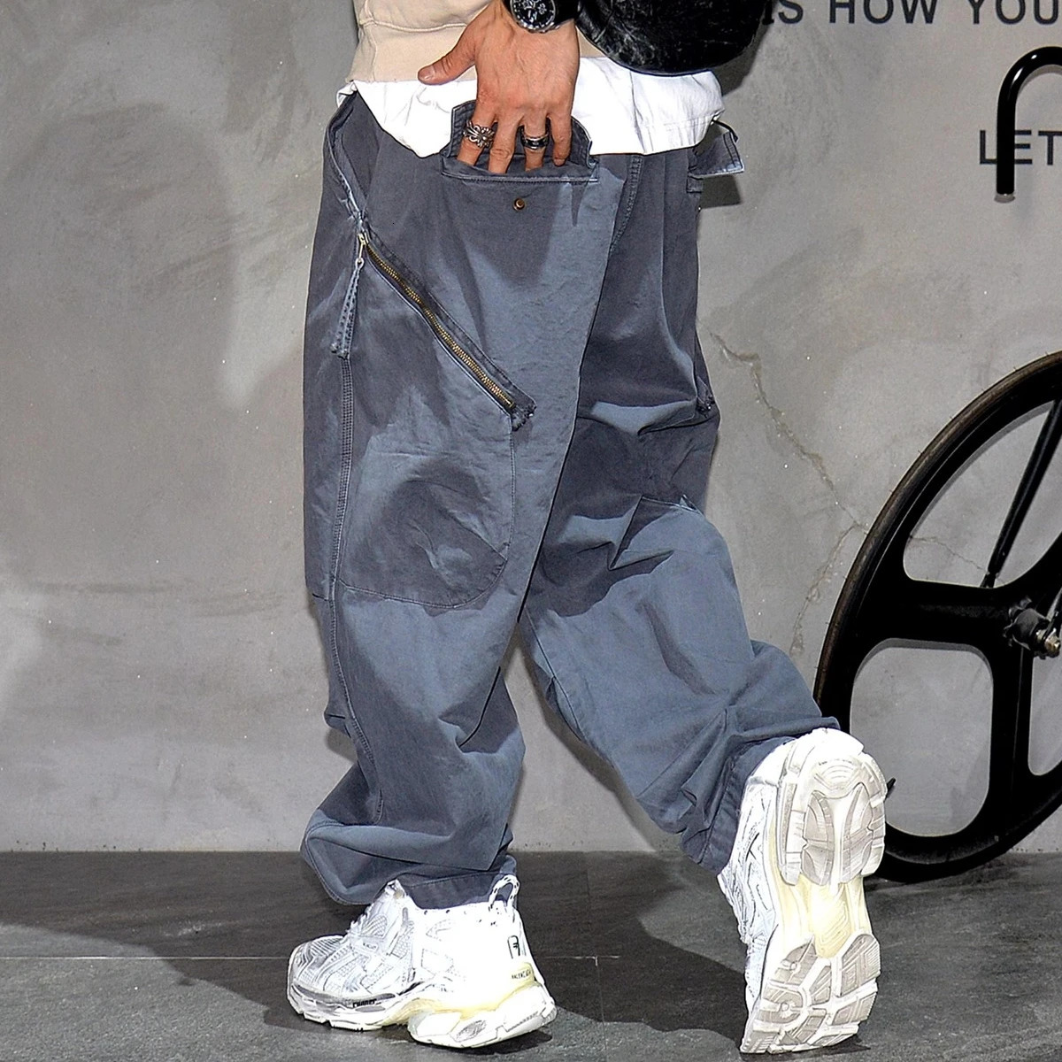Korean Fashion High Quality Cotton Cargo Pants Mens Clothing Streetwear Baggy Pants Plus Size Vintage Casual Khaki Trousers Male 241209