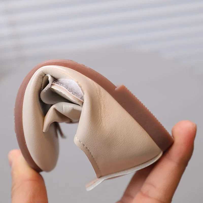 Baby Girls Mary Janes Big Bowknot Soft Pu Leather 21-30 Children Flat Shoes Black Beige Slish Sweet Comfy Kids Princess ShoeXJ241209