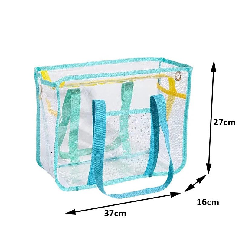 Large capacity transparent jelly shoulder bag portable beach travel bag PVC waterproof mother washing bag fitness and swimming bag 241205