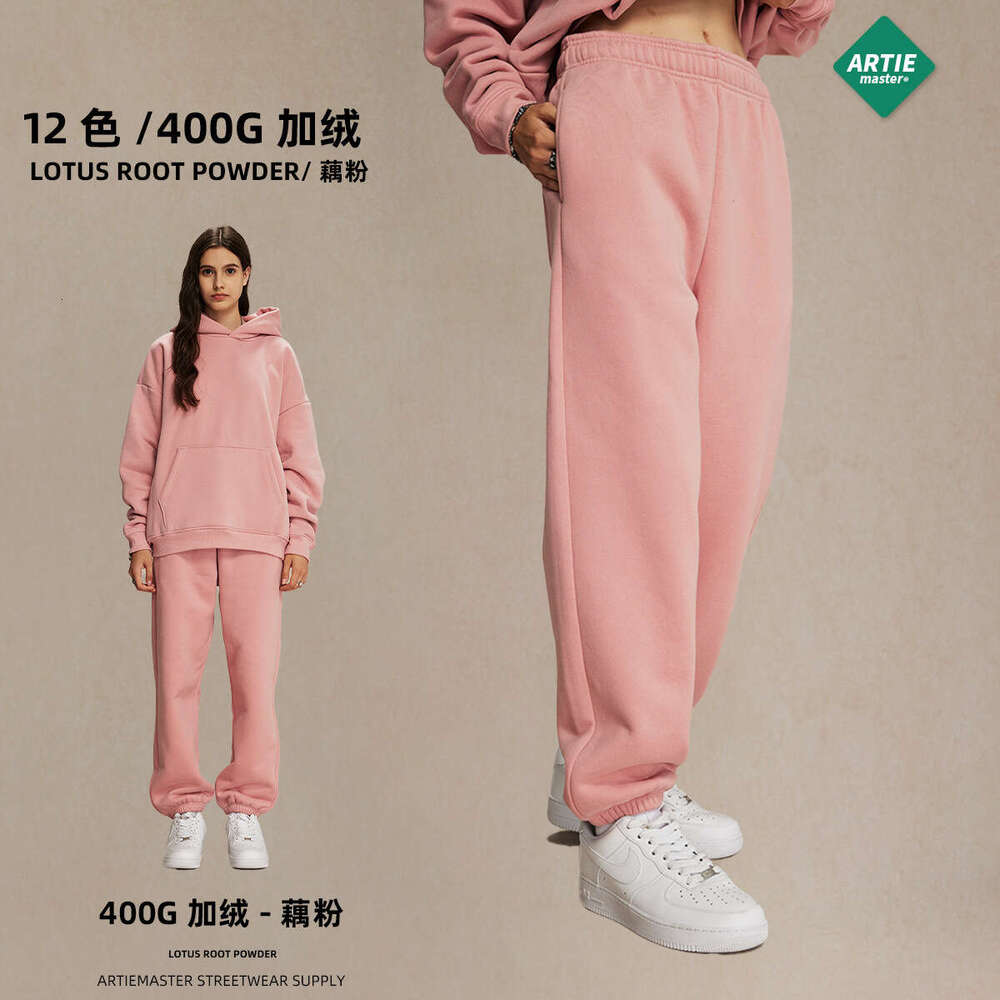 2024 Winter Shake Fleece 400g Thickened Casual with Leg Straightening Loose Trendy Brand Men's and Women's Pants