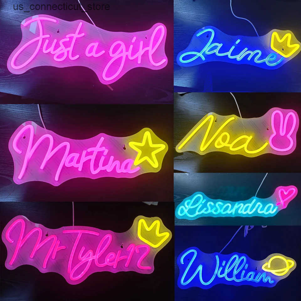 LED Neon Sign Customized Name Signature Personalized Dimmable Neon Night Light Christmas Gift for Boys and Girls Bedroom Decoration Wall Mounted Neon 