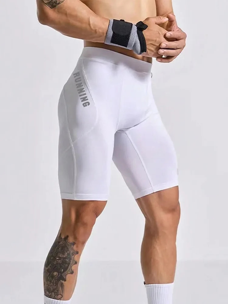 Mens fitness shorts gym running legs mens jogging elastic compression sports pants football and basketball tight sports pants 241209
