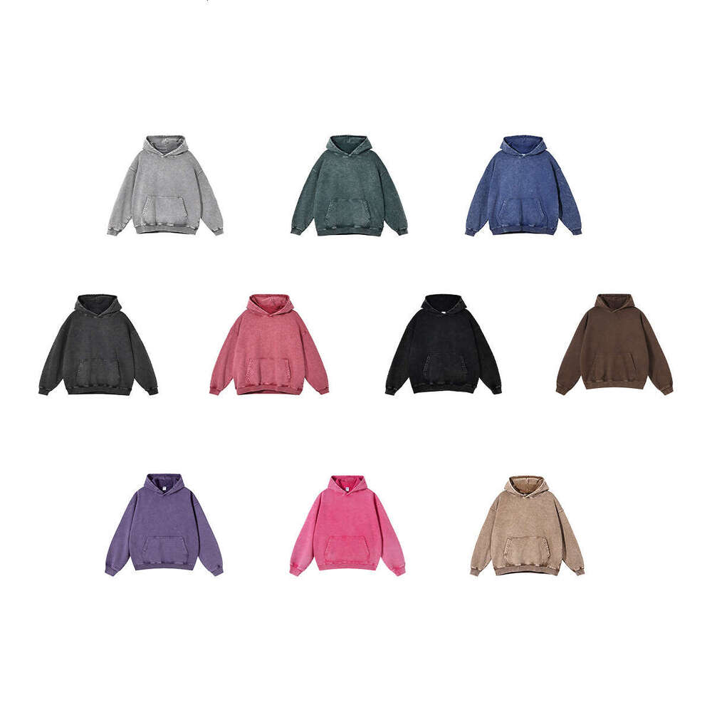 Heavy weight 420G wax printed vintage hooded sweatshirt, loose and washable men's trendy brand new sweatshirt