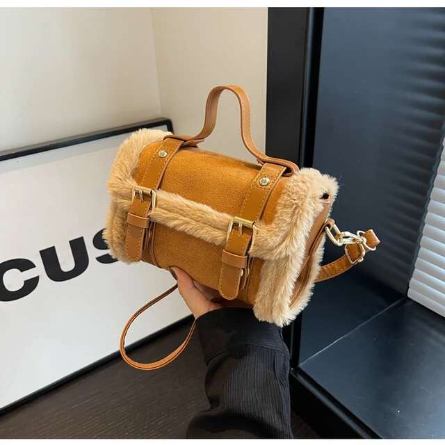 Autumn and Winter Shoulder for Women New Lamb Plush Suede Ladies Small Square Crossbody Bags Bolsas Para Mujeres