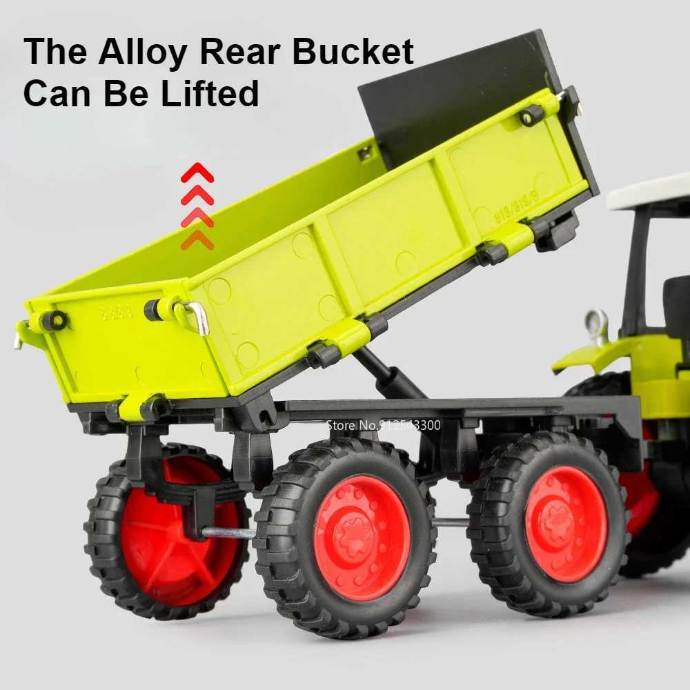 1 24 four-wheel walking tractor model toy alloy body rubber tire retro agricultural vehicle model sound light slider gift X241209