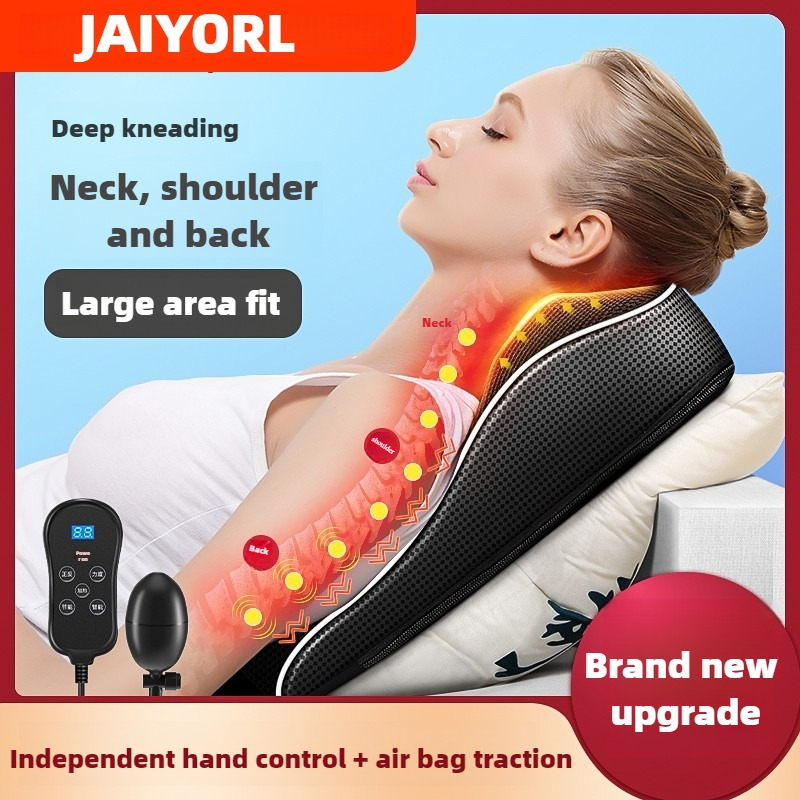 JAIYORL Electric Neck Pillow Shiatsu Head Cervical Ttraction Body Back Waist Massager Car With Heating Vibrating Massage