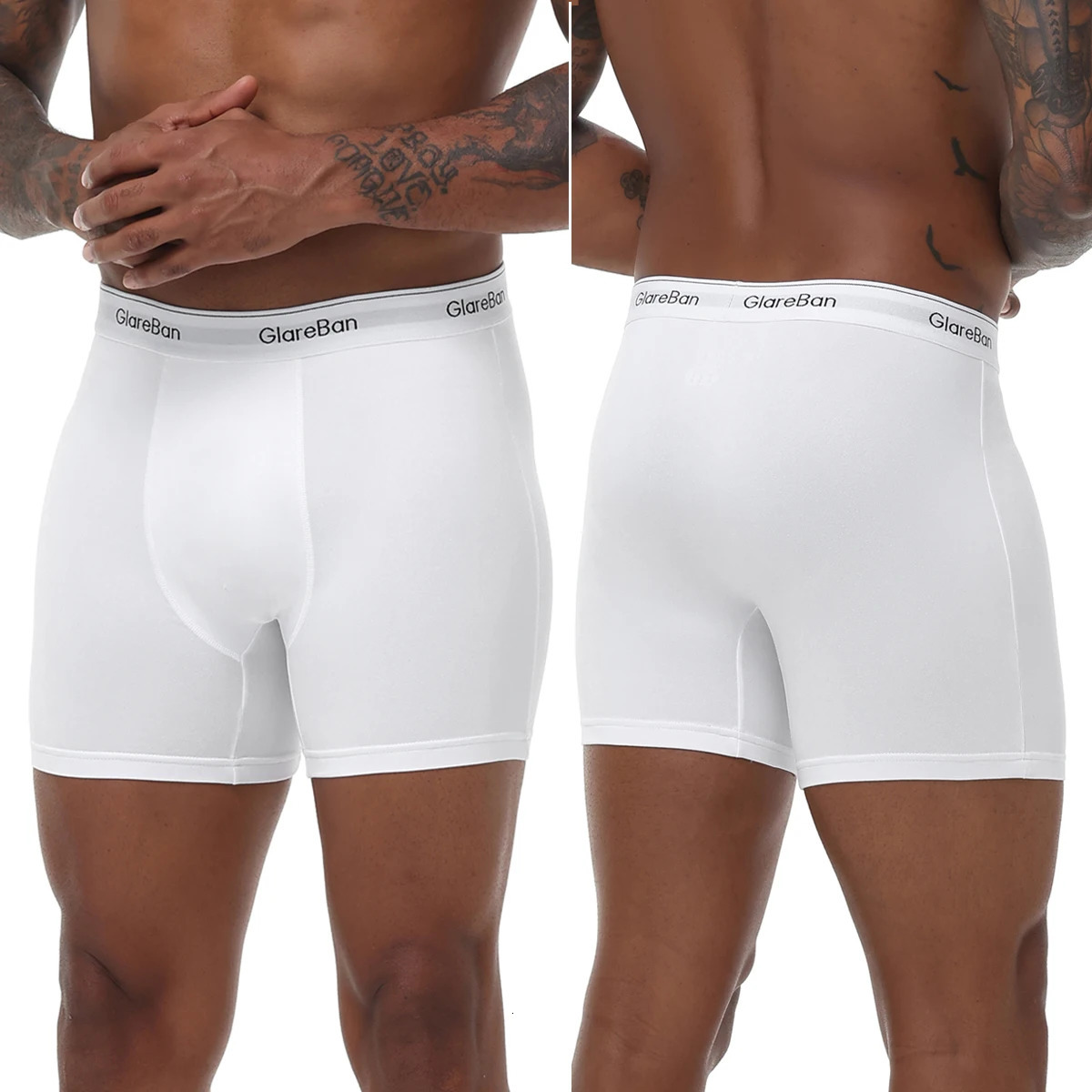 5pcs Pack MidLong White Boxer Shorts Men Underwear Male Underpants for Sexy Homme Boxershorts Box Panties Slips Set Lot 241209