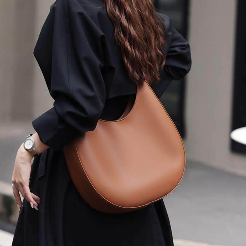 Genuine Leather Underarm Shoulder Bags For Women Trend Designer Half Moon Crossbody Purses Tote Ladies Handbags