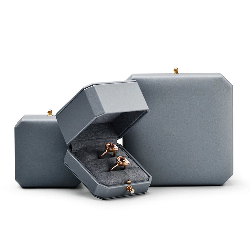 Oirlv Premium leather double ring couple box used for wedding ceremony engagement pendant earrings necklace holder jewelry gift box 241209